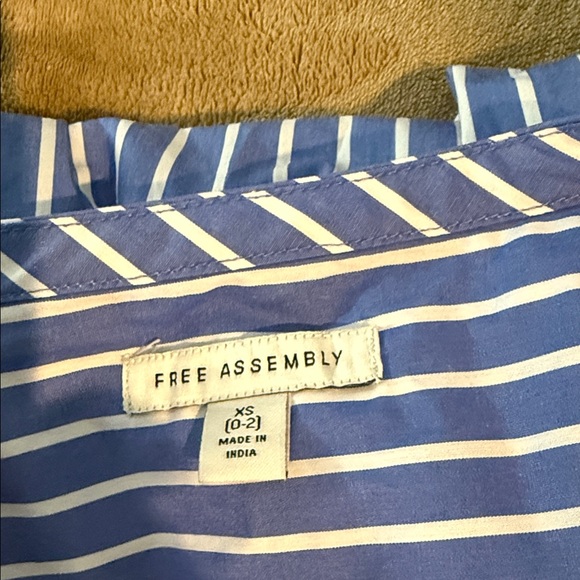 Free Assembly Blue Striped Long Sleeve Dress.  100% Cotton - Picture 6 of 7